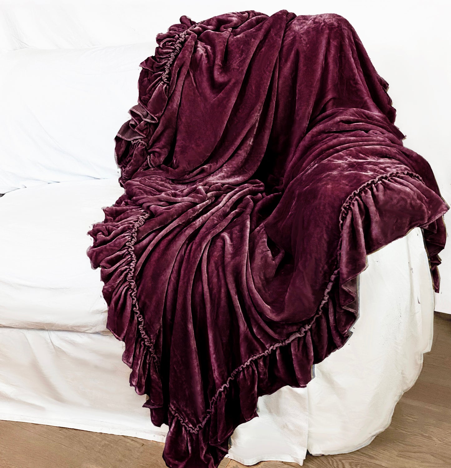 Isabella Tatter Velvet Ruffle Collection-Aubergine