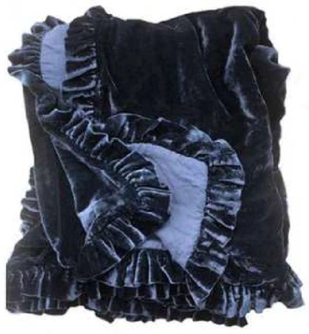 Colette Petite Velvet Ruffle Throw - Denim