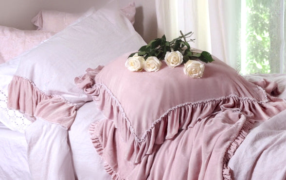 Isabella Tatter Velvet Ruffle Collection-Rose