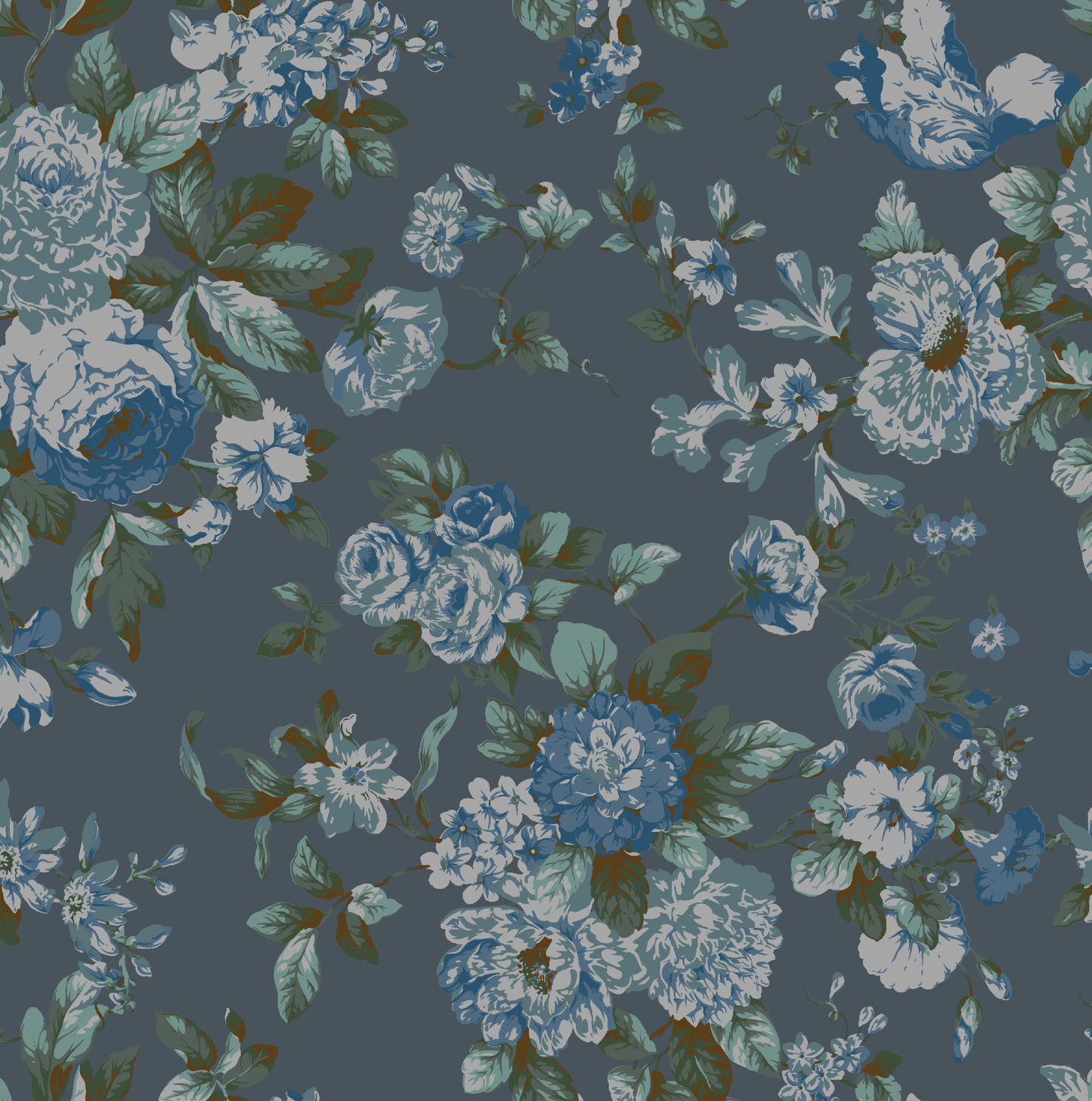 Cabbage Rose Printed Fabric