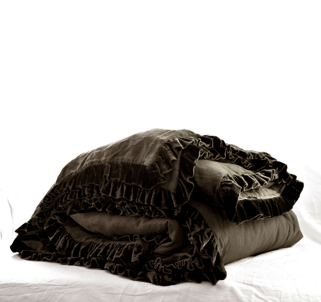 Colette Petite Silk Velvet Ruffle Collection - Cacao