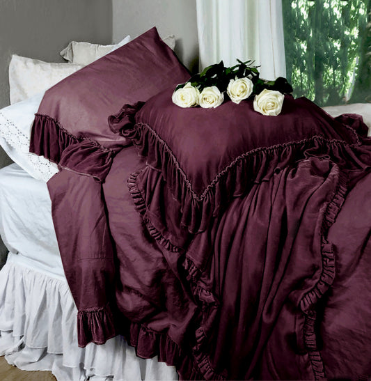 Isabella Tatter Velvet Ruffle Collection-Aubergine