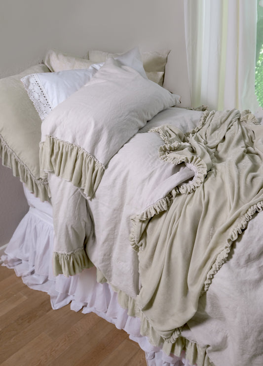 Isabella Tatter Velvet Ruffle Collection-Champagne