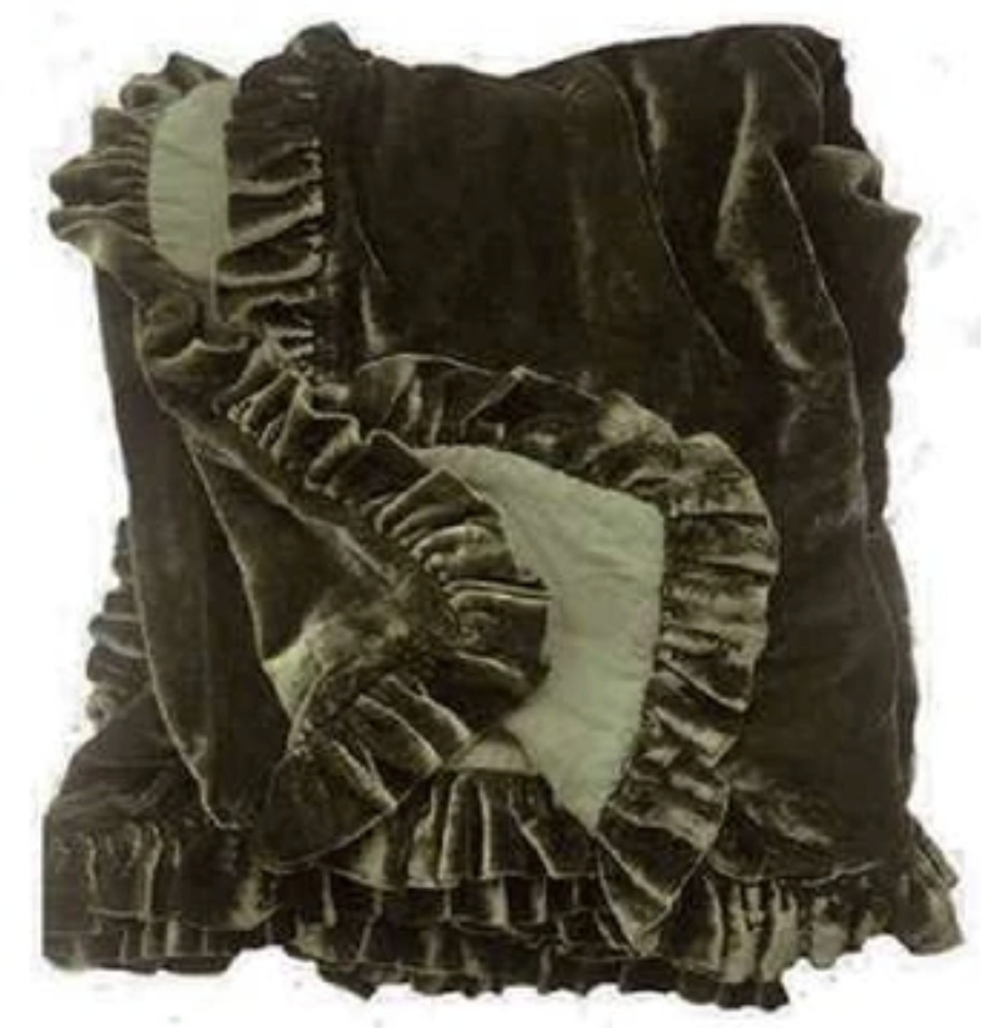 Colette Petite Silk Velvet Ruffle Collection - Army