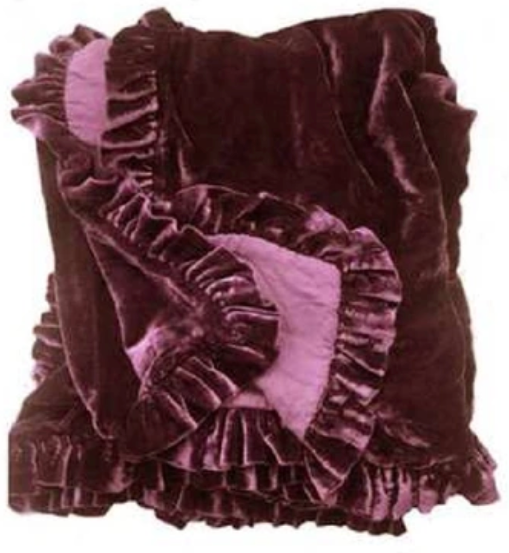 Colette Petite Velvet Ruffle Throw - Aubergine