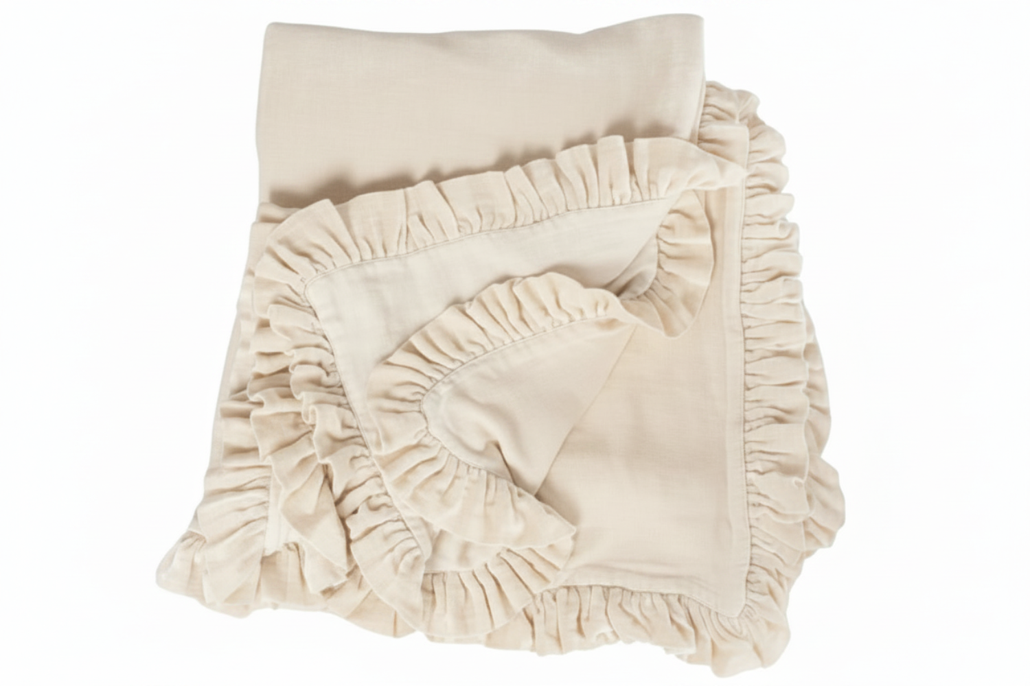 Colette Petite Velvet Ruffle Throw - Creme