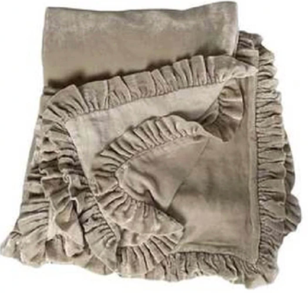 Colette Petite Velvet Ruffle Throw - Natural