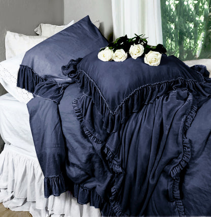 Isabella Tatter Velvet Ruffle Collection-Denim