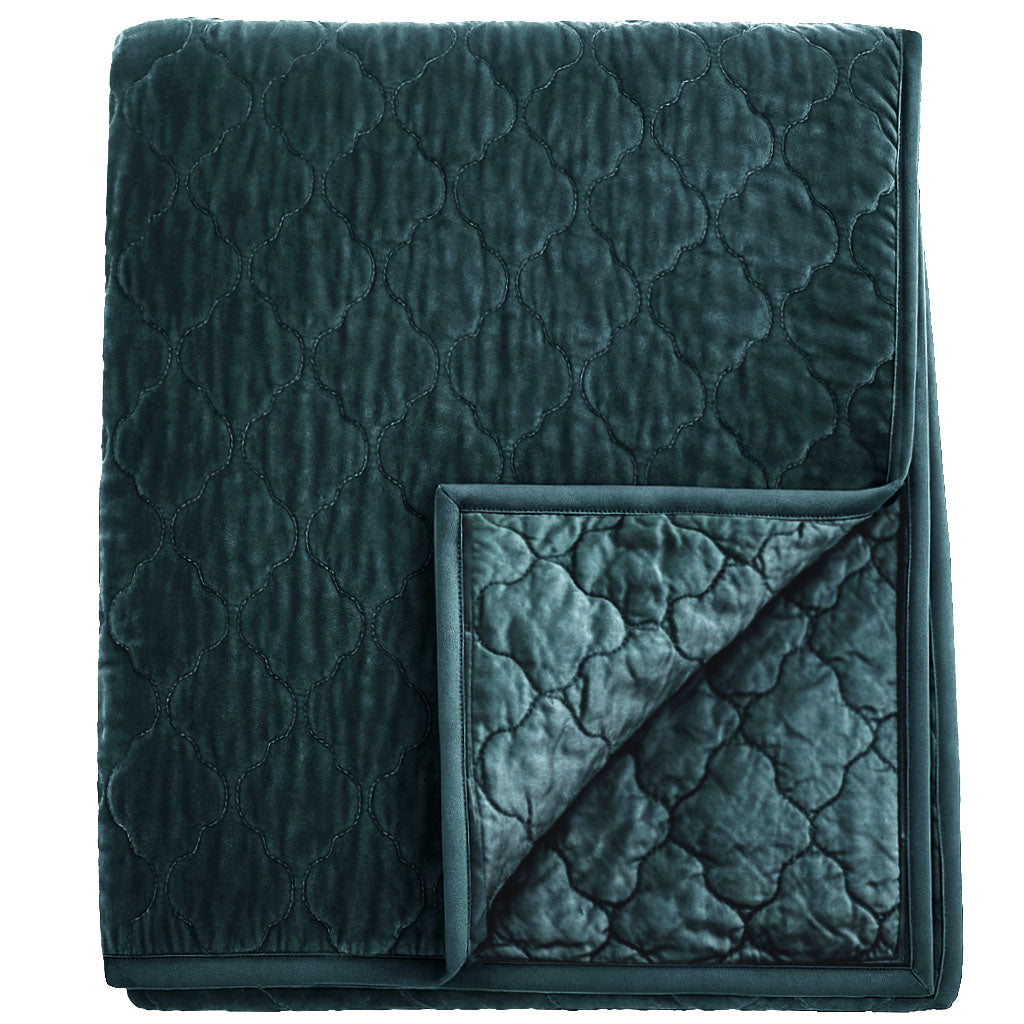 Esme Silk Velvet Quilted Collection - Laguna Teal