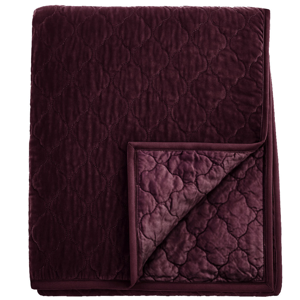 Esme Silk Velvet Quilted Collection - Aubergine