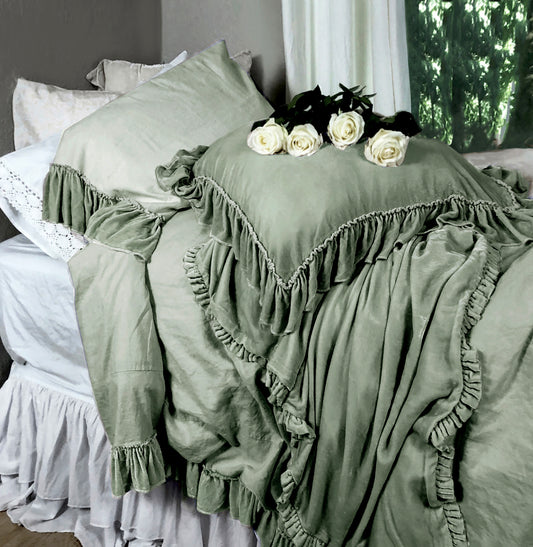 Isabella Tatter Velvet Ruffle Collection-Sage