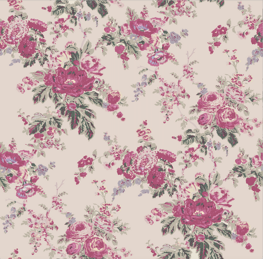Cabbage Rose Printed Linen