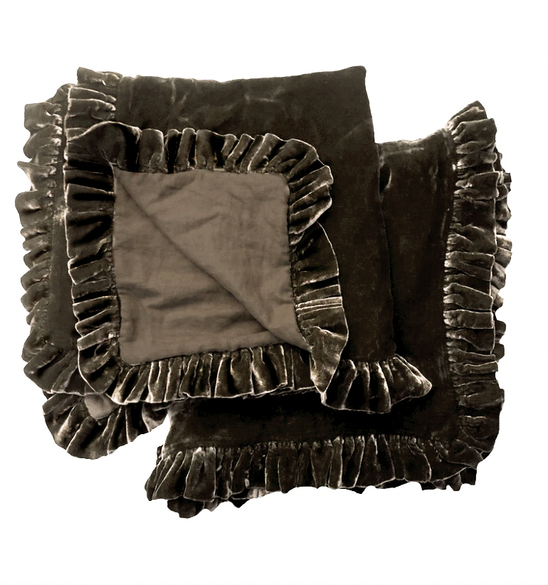 Colette Petite Silk Velvet Ruffle Collection - Cacao