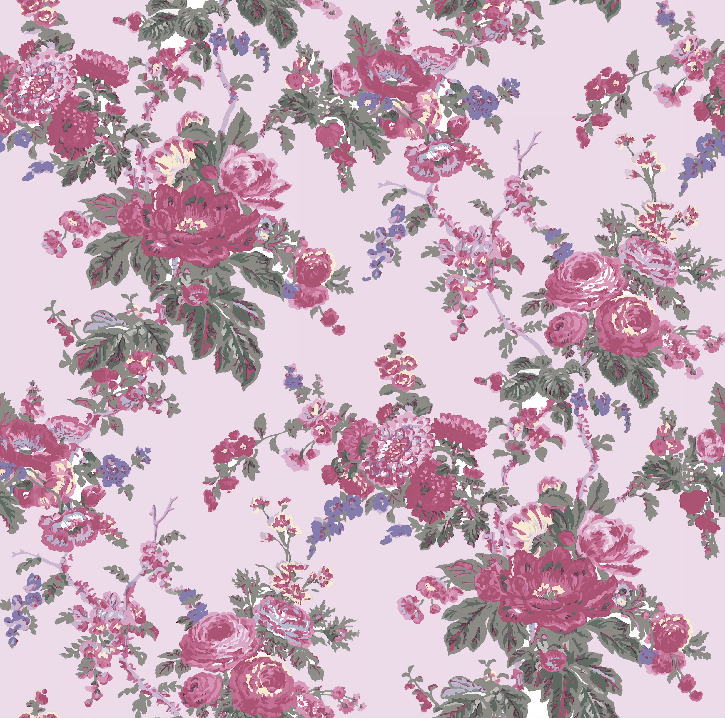 Cabbage Rose Printed Linen Fabric