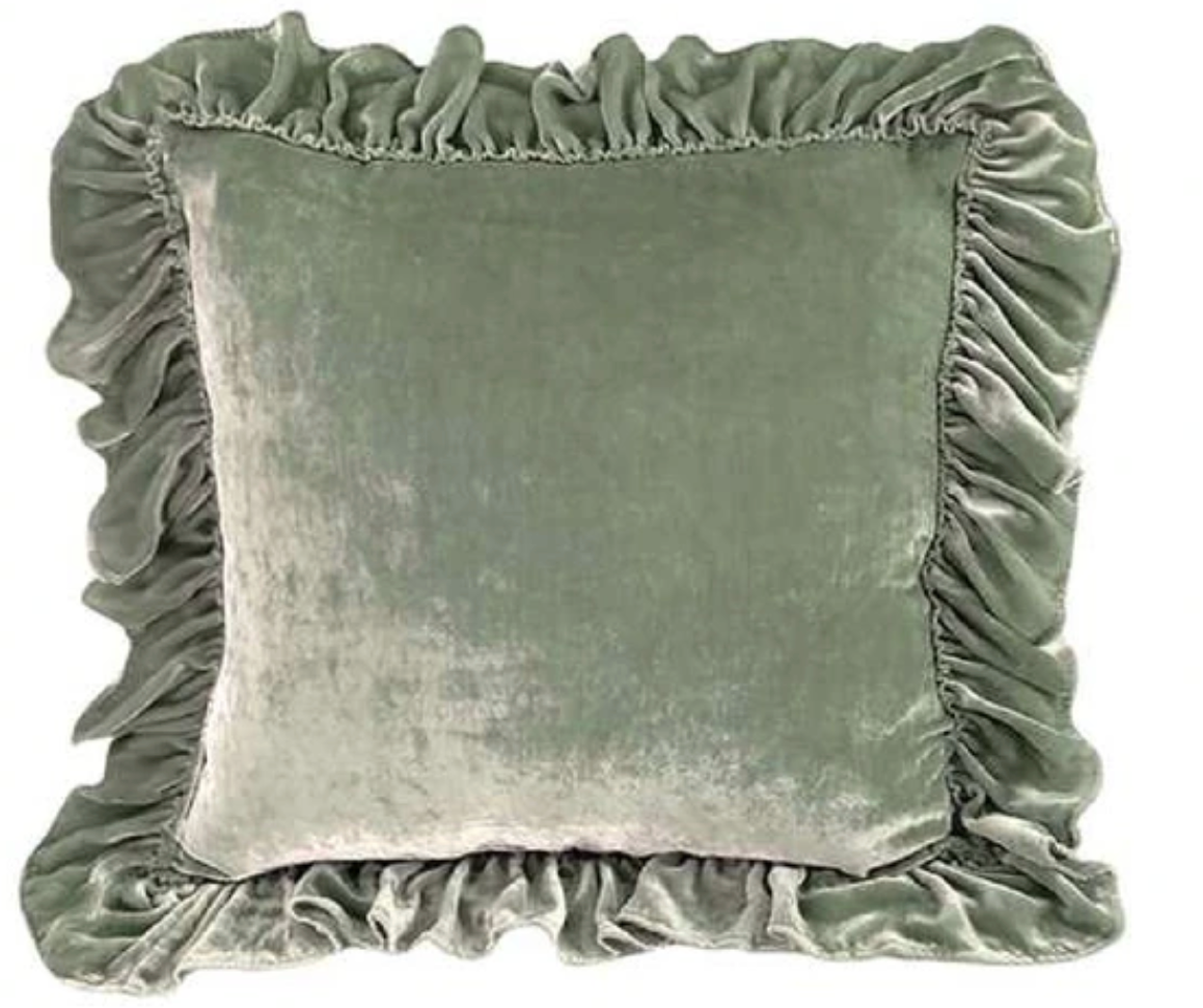Isabella Tatter Velvet Ruffle Collection-Sage