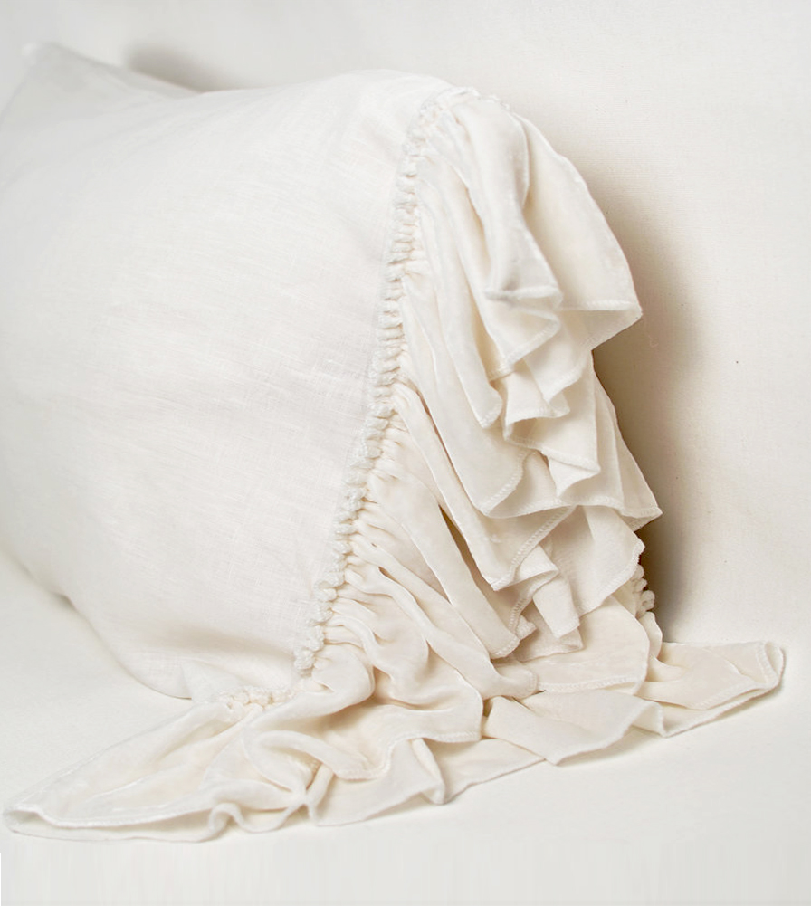 Isabella Tatter Velvet Ruffle Collection-Creme