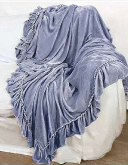 Isabella Tatter Velvet Ruffle Collection-Chambray